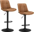 Produktbild: VASAGLE Barhocker 2er Set, höhenverstellbar, drehbar, mit Rückenlehne und Fußstütze, Karamellbraun