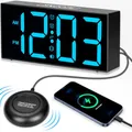 Produktbild: Wecker Laut für Tiefschläfer, Vibrationswecker Digitaler Wecker mit Vibrationsalarm Große Anzeige Snooze 2 Alarme Helligkeit und Lautstärke Regelbar, Batterie USB Ladeanschluss für Jugendliche Ältere