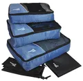 Produktbild: HOPEVILLE Kleidertaschen-Set 5-teilig, mit 3 Koffertaschen - PLUS einem Wäschebeutel und einem Schuhbeutel, Premium Packing Cubes für perfekt organisiertes Reisegepäck (Blau)