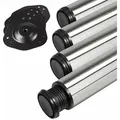 Produktbild: 4 Stück Tischbeine Höhe 870 mm ø 76 / 80 mm echt Edelstahl gebürstet belastbar bis 300 kg (75 kg pro Stück), Möbelbeine mit 32 mm Höhenverstellung