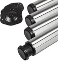 Produktbild: 4 Stück Tischbeine Ø 76 mm Edelstahloptik glänzend Höhe 870 mm Möbelbeine mit 30 mm Höhenverstellung Tischfüße SOTECH