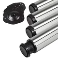 Produktbild: SOTECH 4 Stück Tischbeine Höhe 870 mm Ø 76/80 mm echt Edelstahl gebürstet belastbar bis 300 kg (75 kg pro Stück), Möbelbeine mit 32 mm Höhenverstellung Tischfüße