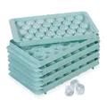Produktbild: Relaxdays Eiswürfelform rund, 4er Set, wiederverwendbar, 2,5 cm Kugeln, 33 einzelne Eiskugeln, Eisgießform, PP, türkis