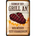Produktbild: Grill Blechschild Lustig BBQ Retro Metallschild Grillen Steak Küche Dek 20x30