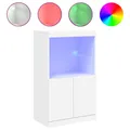 Produktbild: Sideboard Mit LED Leuchten Weiß 60,5x37x100 Cm Glas Vitrine
