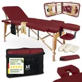 Produktbild: MASSUNDA Massageliege Massagetisch Massagebank Liege mobil klappbar Weinrot