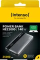 Produktbild: Intenso Akku-Powerbank „HE25000“ – 25.000 mAh, Grau-Schwarz, 140 W, 1× USB-A QC,