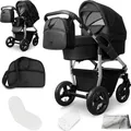 Produktbild: Bergsteiger Capri Kombikinderwagen 2-in-1 ohne Babyschale – Babywanne & Sportsitz, Luftreifen, Federung, höhenverstellbarer Griff, faltbar, Zubehör