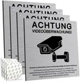 Produktbild: 4 Stück Achtung Videoüberwachung Schild Privatgrundstück mit DSGVO Hinweis 15...