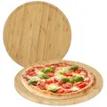 Produktbild: Relaxdays Pizzateller, 2er Set, Bambus, Ø 32 cm, Servierbrett für Pizza, Flammkuchen, Käse, rundes Pizzabrett, natur