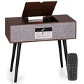 Produktbild: Auna Plattenspieler für Schallplatten, Plattenspieler mit Lautsprecher, MP3, CD-Player & USB, Schallplattenspieler mit Bluetooth & Fernbedienung, DAB+/FM Radio, Moderner Plattenspieler mit Beinen