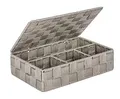 Produktbild: WENKO Badorganizer Mod. Adria klein Aufbewahrungsbox für Bad und Haushalt in Taupe mit Deckel aus Kunststoff-Geflecht Maße 26 x 7,5 x 17 cm