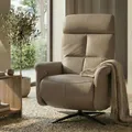 Produktbild: Relaxsessel HWC-L10, TV-Sessel Liegesessel, Liegefunktion drehbar, elektrisch verstellbar Voll-Leder taupe