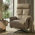 Produktbild: Mendler Relaxsessel HWC-L10, TV-Sessel Liegesessel, Liegefunktion drehbar, elektrisch verstellbar Voll-Leder - Taupe