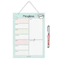 Produktbild: Menüplaner zum Aufhängen DIN A4 I Whiteboard Essensplaner Woche abwischbar I Speiseplan Wochenplaner abwischbar türkis I Mit Aufhängung, Stifthalter und Stift I dv891