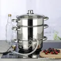 Produktbild: Dampfentsafter 3-tlg. 6 Liter aus Edelstahl Entsafter Saftpresse Fruchtentsafter