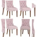 Produktbild: CLP 4er Set Esszimmerstuhl Aberdeen Samt pink/antik-hell