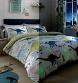 Produktbild: Bedlam Dino-Bettwäsche-Set, leuchtet im Dunkeln, Mehrfarbig, Doppelbett, Mehrfarbig, Duvet Cover Set: Single