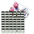 Produktbild: MamboCat 48er Set Sturzglas 350 ml Marmeladenglas Einmachglas Einweckglas to 82 schwarzer Deckel incl. Diamant-Zucker Gelierzauber Rezeptheft
