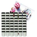 Produktbild: 48 Sturzgläser 350ml Marmeladengläser Einmachglas Einweckglas schwarz Rezeptheft
