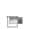 Produktbild: Forte KEFLAVIK Weißer Schreibtisch 120 130, Moderner Schreibtisch mit 2 Türen und 2 Schubladen, Home Office, Computertisch, Holzwerkstoff, Weiß/Grau, 124,2 cm breit x 74,1 cm hoch x 181 cm tief