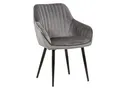Produktbild: riess-ambiente Stuhl TURIN - Armlehne silbergrau Samt Ziersteppung edel Metallbeine Esszimmer
