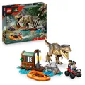 Produktbild: LEGO Jurassic World Flucht vor dem T.Rex – Interaktives Spielzeug mit Dinosaurier-Figur, Boot, ATV und 2 Minifiguren – Geschenk für Jungen und Mädchen ab 5 Jahren – 76975