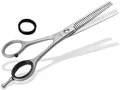 Produktbild: Effilierschere aus Solingen Haarschere Friseur Schere mit Scharfer Zweiseitiger Zahnung Made in Germany Haarschneideschere aus Hochwertigem Rostfreiem Edelstahl zum Ausdünnen der Haare (13,97 cm)