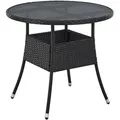 Produktbild: Juskys Polyrattan Gartentisch Yoro rund - wetterfest Ø 80 cm Outdoor Tisch - Schwarz - Schwarz