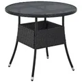 Produktbild: Juskys Gartentisch Yoro, rund, aus Polyrattan, wetterfest & langlebig, pflegeleicht schwarz 73 cm x 80 cm
