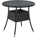 Produktbild: Juskys Polyrattan Gartentisch Yoro Rund Schwarz 80 cm