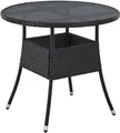 Produktbild: Juskys Polyrattan Gartentisch Yoro rund - wetterfest Ø 80 cm Outdoor Tisch - Schwarz