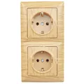 Produktbild: Gunsan Visage Steckdose KOMBI Doppelsteckdose Schutzkontakt Steckdose-Doppel Unterputz Holz-Optik Achornholz Achorn