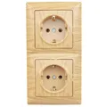 Produktbild: Unterputz STECKDOSE KOMBI Doppelsteckdose Schutzkontakt Achorn Holz