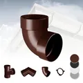 Produktbild: RAINWAY L Regenrinnen System (Rohrbogen 87° zweifach braun) - PVC-U Kunststoff in 4 Farben, für Dachflächen > 100m² empfohlen, Eckstück Bogen 87 Grad