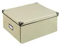 Produktbild: Idena 10518 - Aufbewahrungsbox aus festem Karton, Deckel mit verstärkten Kanten aus Metall, Allzweck-Box in Creme inklusive Beschriftungsfeld, für Ordnung im Haushalt, Büro und Arbeitszimmer