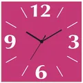 Produktbild: ARTLAND Wanddeko Wanduhr ohne Tickgeräusche Alu Funkuhr 30x30 cm Quadratisch Lautlos 4 Ziffern Farbig Schlichtes Design Pink Brombeer S7KL