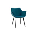 Produktbild: Miliboo - Design-Stuhl petrolblauer Samt und Metallbeine Schwarz VOLO