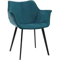 Produktbild: Design-Stuhl petrolblauer Samt und Metallbeine Schwarz VOLO