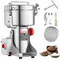 Produktbild: VEVOR elektrische Getreidemühle Hochgeschwindigkeits-Gewürzmühle 2 kg 3400 W, Pulverisiermaschine aus Edelstahl, für trockene Körner Gewürze Müsli Kaffee Mais Pfeffer, Schwenktyp 24 x 23 x 38 cm