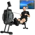 Produktbild: Skandika Rudergerät Mora, Wasser Rudergerät für Zuhause, mit Wasserwiderstand, aufstellbar, KinomapApp kompatibel, Bluetooth, Computer, Tablet Halterung, 90° Tank