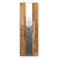 Produktbild: Designer-Wanduhr Silver Stripe lautlose Funkuhr oder Quarzuhr aus Massivholz Buche oder Eiche analog ohne Tickgeräusche 60x20cm metallic modern Luxus Made in Germany (Funkuhrwerk, Eiche)