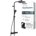 Produktbild: HANSA VIVA Duschsystem I Duscharmatur Komplettset aus Thermostat, Regendusche, Duschkopf mit Schlauch & Brausearm schwenkbar I MagShelf Magnetablage | Kopfbrause & Handbrause dreistrahlig | Schwarz