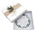 Produktbild: ZauberDeko Geldgeschenk Verpackung Personalisiertes Geschenk Hochzeit Herz Weiß Eukalyptus Blätterkranz Mit Namen