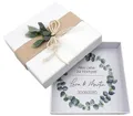 Produktbild: ZauberDeko Geschenkbox Geldgeschenk Verpacken MIT NAME Geschenk Hochzeit Herz Weiß Eukalyptus