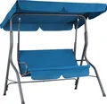 Produktbild: CASARIA® Hollywoodschaukel 2 Sitzer wetterfest Atlantik Blau 200kg Belastbarkeit Rückenlehne Dach Verstellbar Anti-Rutsch-Füße Garten Terrasse Gartenschaukel 140x112cm