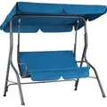 Produktbild: CASARIA® Hollywoodschaukel 2 Sitzer wetterfest Atlantik Blau 200kg Belastbarkeit Rückenlehne Dach Verstellbar Anti-Rutsch-Füße Garten Terrasse ... - Blau