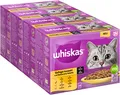 Produktbild: Whiskas 7+ Katzenfutter Geflügel Auswahl in Sauce, 12x85g (4 Packungen) – Hochwertiges Nassfutter ab dem 7. Lebensjahr in 48 Portionsbeuteln