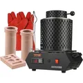 Produktbild: VEVOR Goldschmelzofen1350 W 1150 °C Max. Temperatur, digitaler elektrischer Schmelzofen 1 kg / 3 kg Keramiktiegel mit Tiegelzange & Handschuhen, zur Verarbeitung von Gold Silber Kupfer Aluminium rot