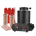 Produktbild: VEVOR Goldschmelzofen Schmelzofen Keramiktiegel 1kg 3kg 1350W Rot Digital 1150℃